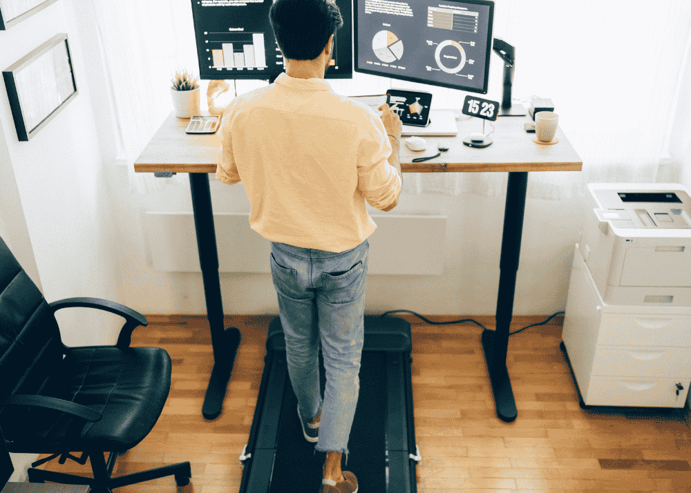 Home office with standing table