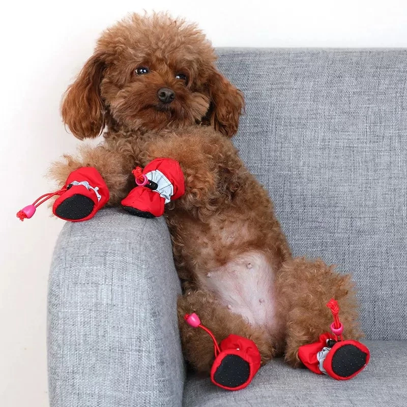 4Pcs:Set Waterproof Pet Dog Shoes